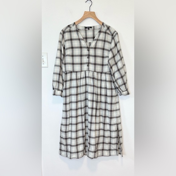 Madewell Flannel Button-Front Midi Dress , sz : 2 - Picture 5 of 12